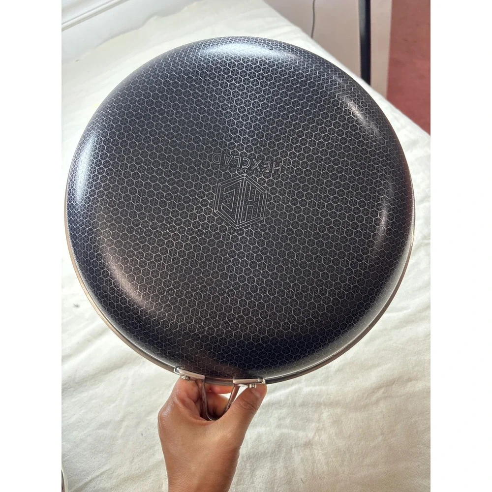 HexClad 12 Inch Hybrid Nonstick Frying Pan Stainless Steel without lid